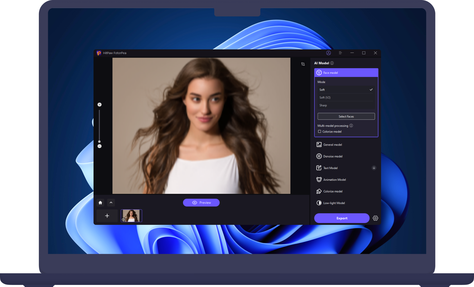 ai face retouching select model