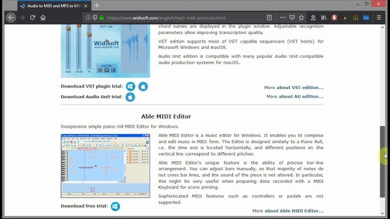 widisoft audio to midi